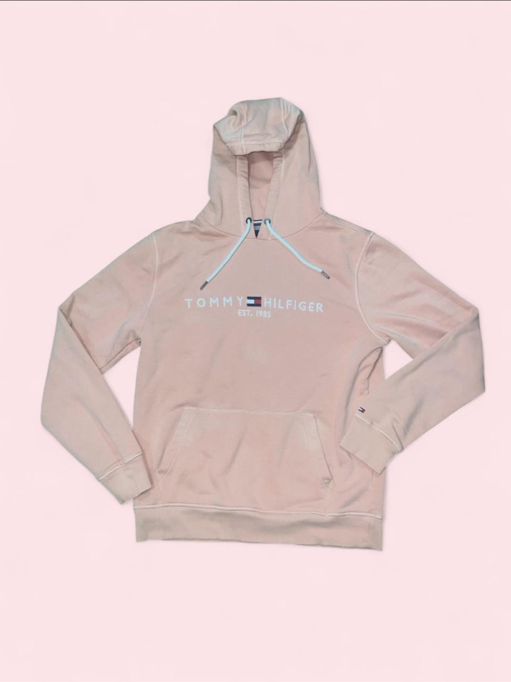 Tommy Hilfiger Men's Light Pink Logo Crewneck Hoodie